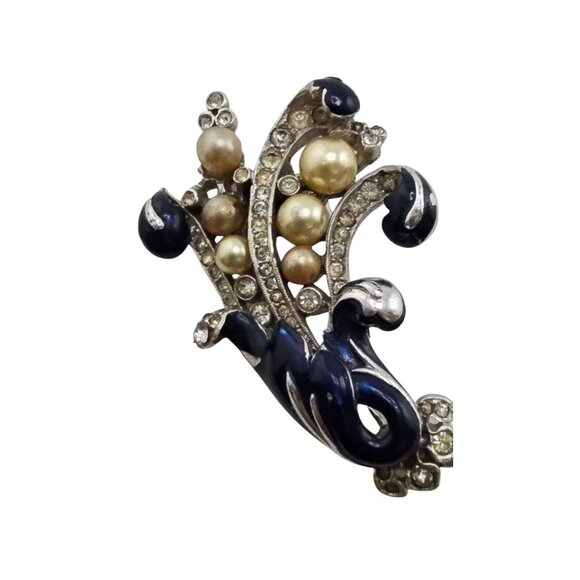 Vintage Rare Verified Unsigned Alfred Philippe Empress Eugenie Pearl Fur Clip - Picture 1 of 12